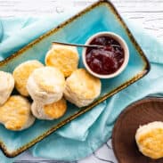 Plate of homemade buttermilk biscuits.