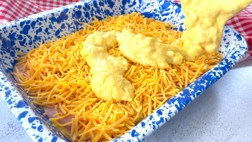 Jiffy Cornbread Casserole With Ham and Cheese Southern Plate