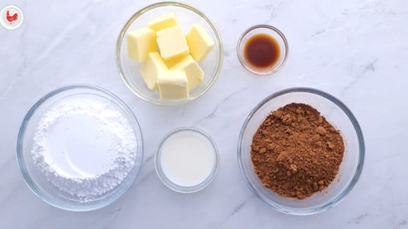 ingredients for creamy chocolate frosting