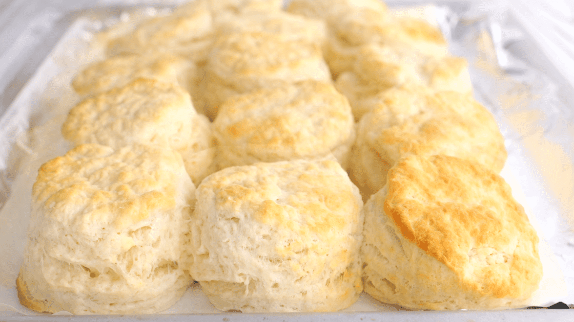 Baked buttermilk biscuits.