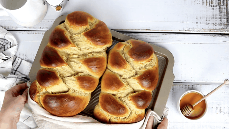 Baked Challah with honey.