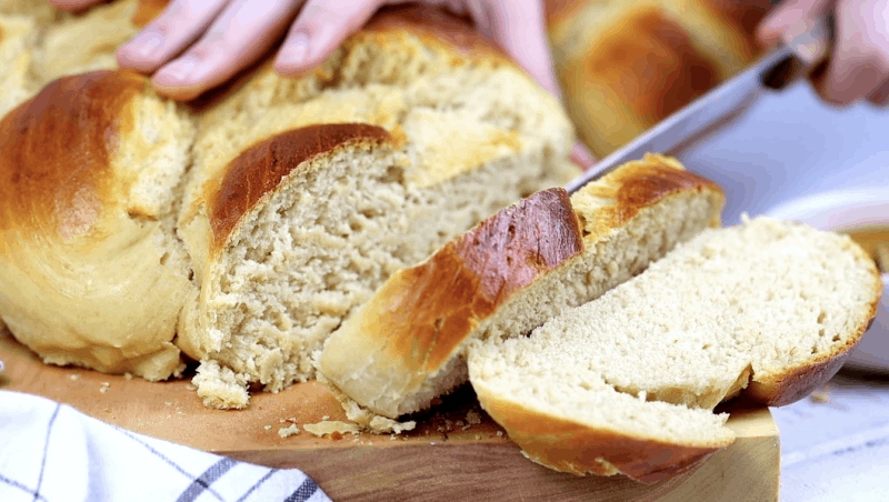 Enjoy the Challah with honey bread slices
