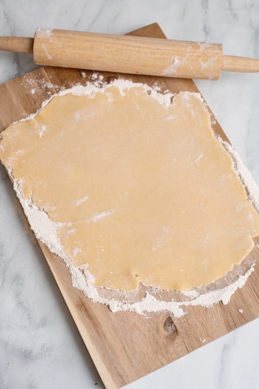 Roll dough out to a 1/4-inch thickness.