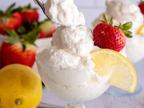 Spoonful of lemon syllabub.