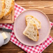 Slices of easy Dutch oven bread.