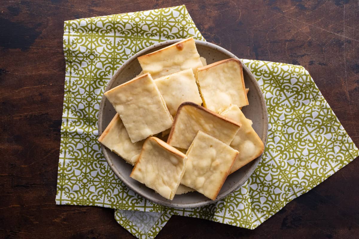 Bowl of unleavened bread pieces.