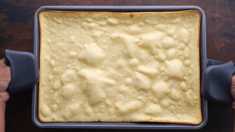 Baked bread in baking tray.