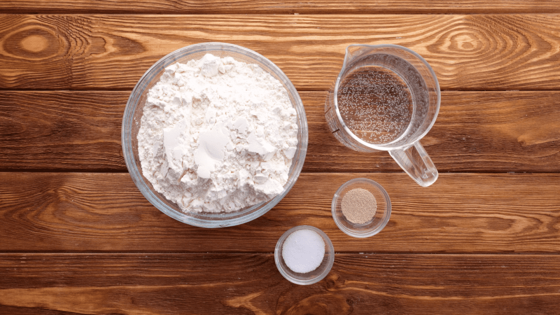 Ingredients for easy Dutch oven bread.