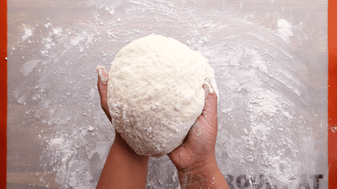 Easy Dutch oven bread dough ready for the oven.