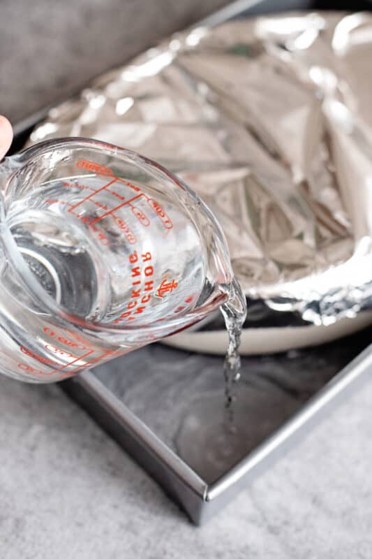 fill the 9 x 13 pan halfway with water