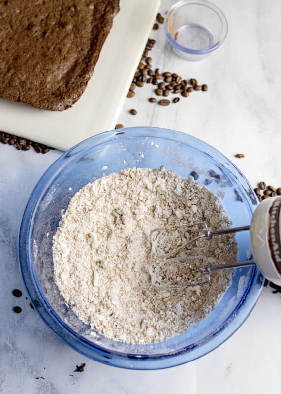 beat butter and add powdered sugar together