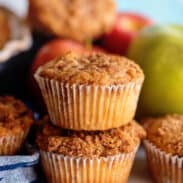 Stack of two apple pie muffins