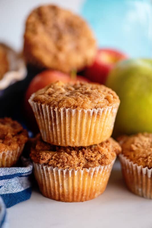 Stack of two apple pie muffins