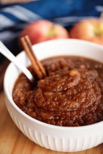 Bowl of homemade cinnamon applesauce