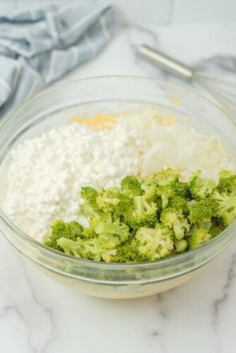 Mix in broccoli and cottage cheese.