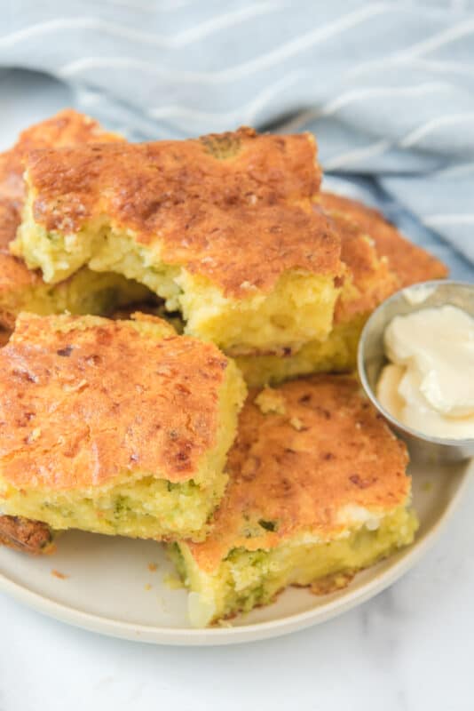 Stack of cornbread (recipes with Jiffy cornbread).