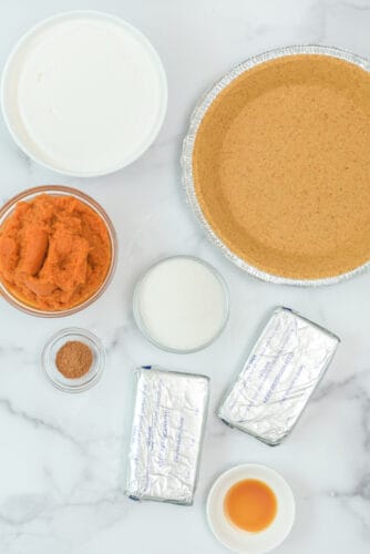 Ingredients for no-bake pumpkin cheesecake.