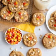 White chocolate candy corn cookies