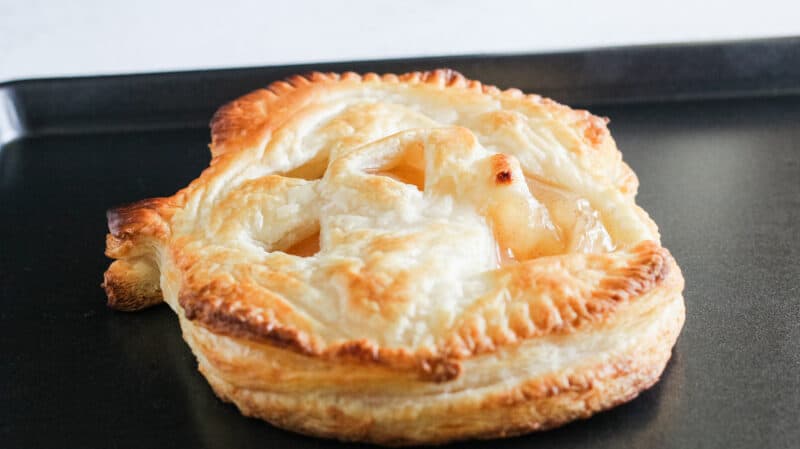 Baked apple pie with puff pastry.