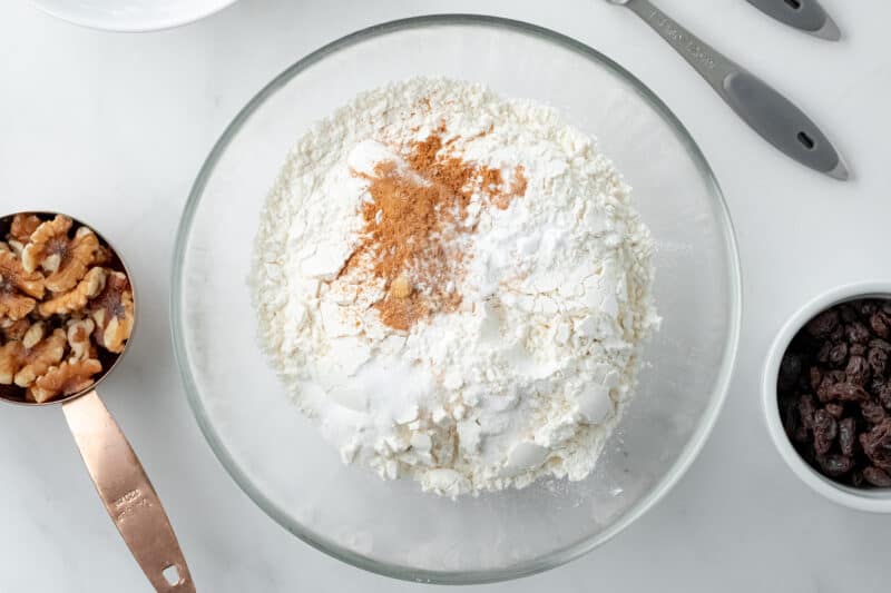 Dry ingredients in mixing bowl.