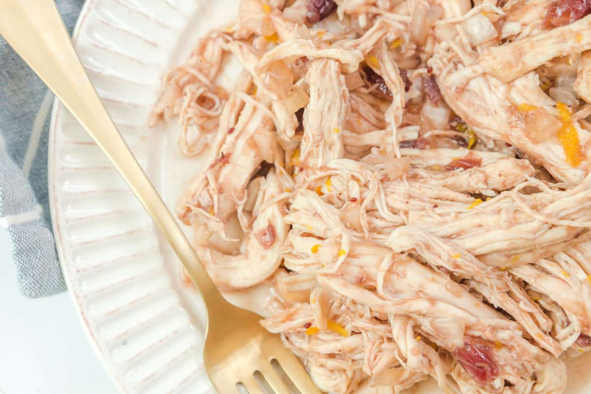 Plate of slow cooker cranberry chicken.