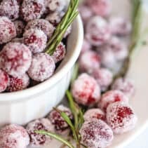 Bowl of sugared cranberries.