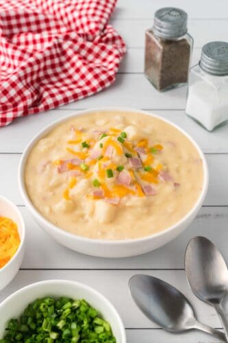 Add toppings to your potato soup.