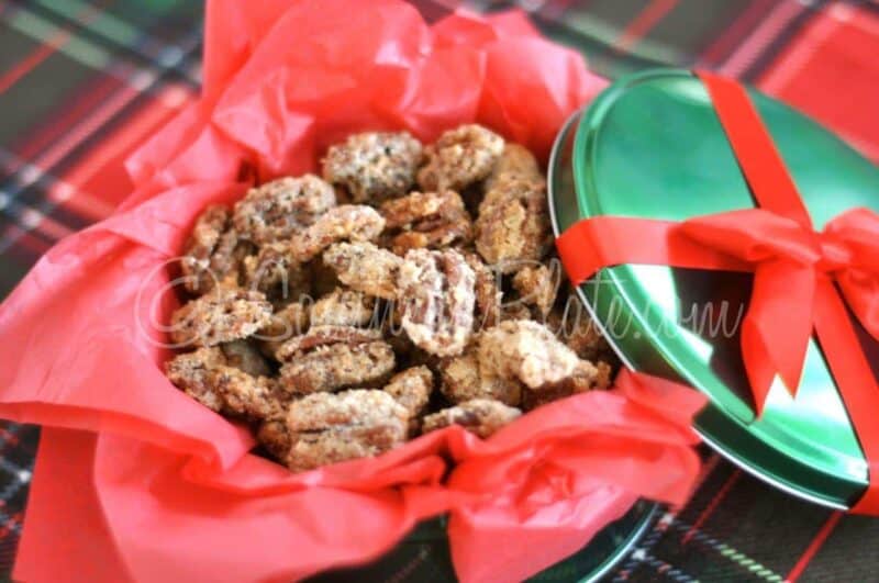 candied pecans (recipes for pecans that make a great holiday gift).