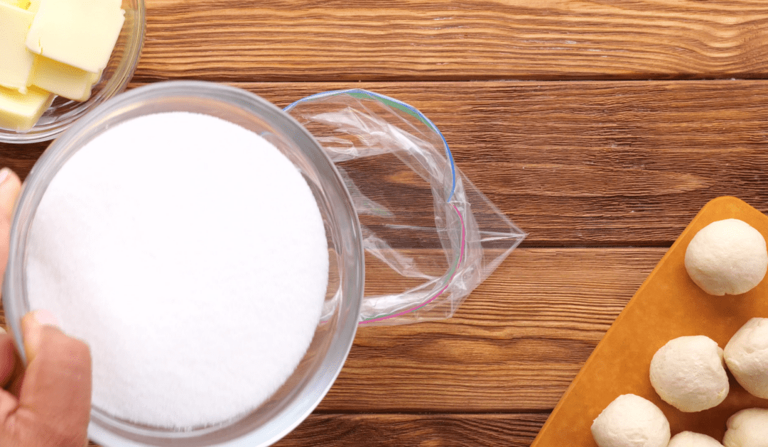 Add sugar to zipper-seal bag.