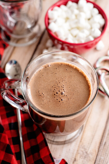 Cup of stovetop hot chocolate.
