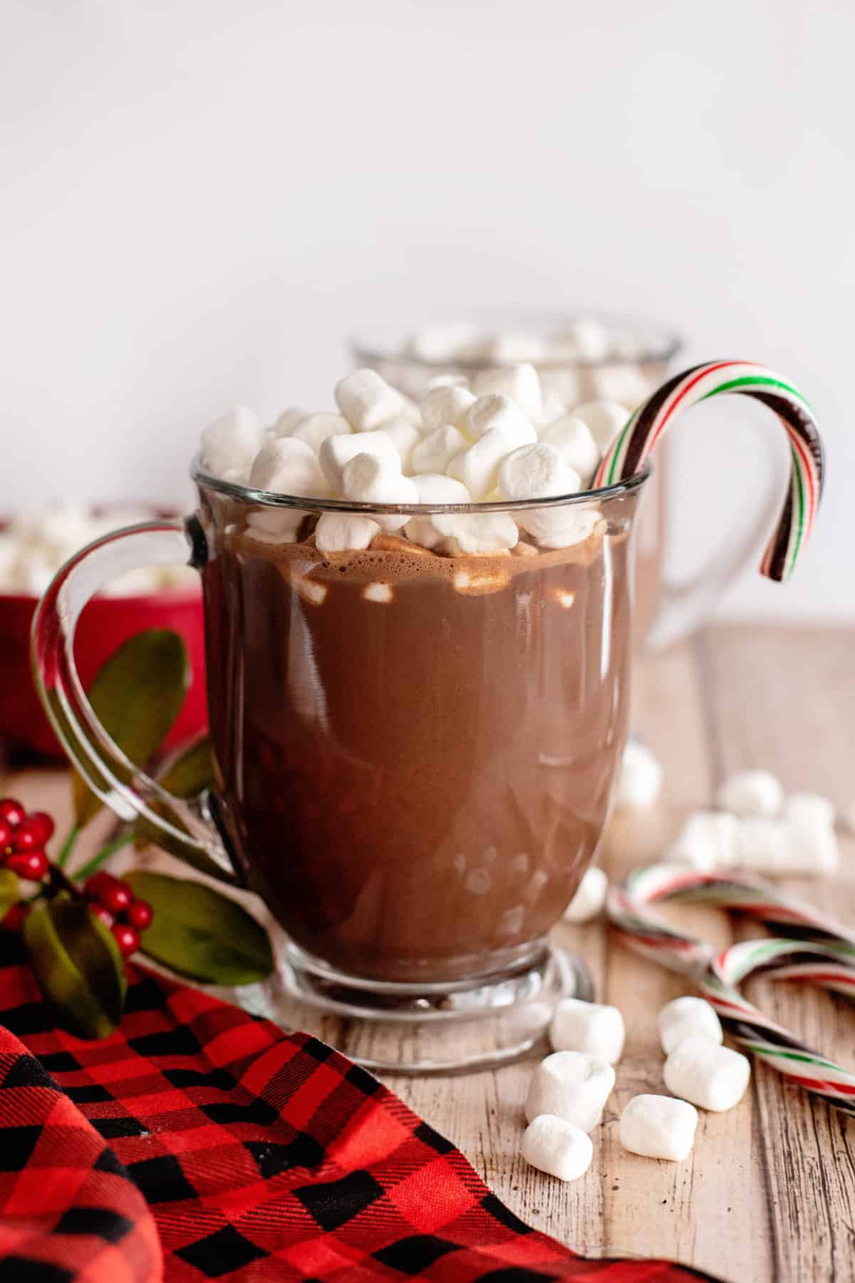 Glass of stovetop hot chocolate.