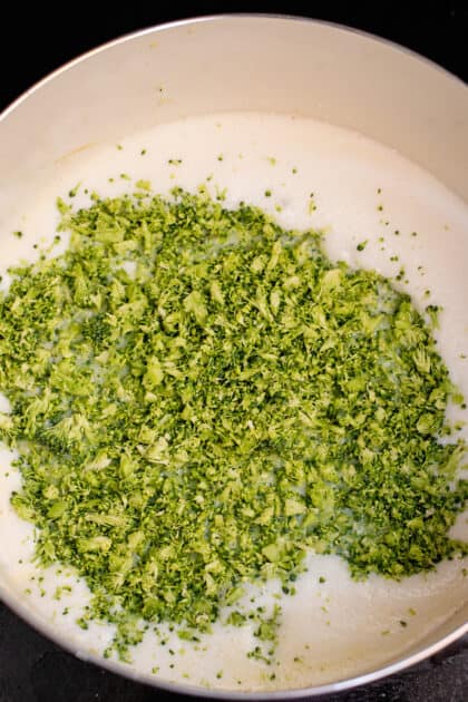 Add finely chopped broccoli florets.