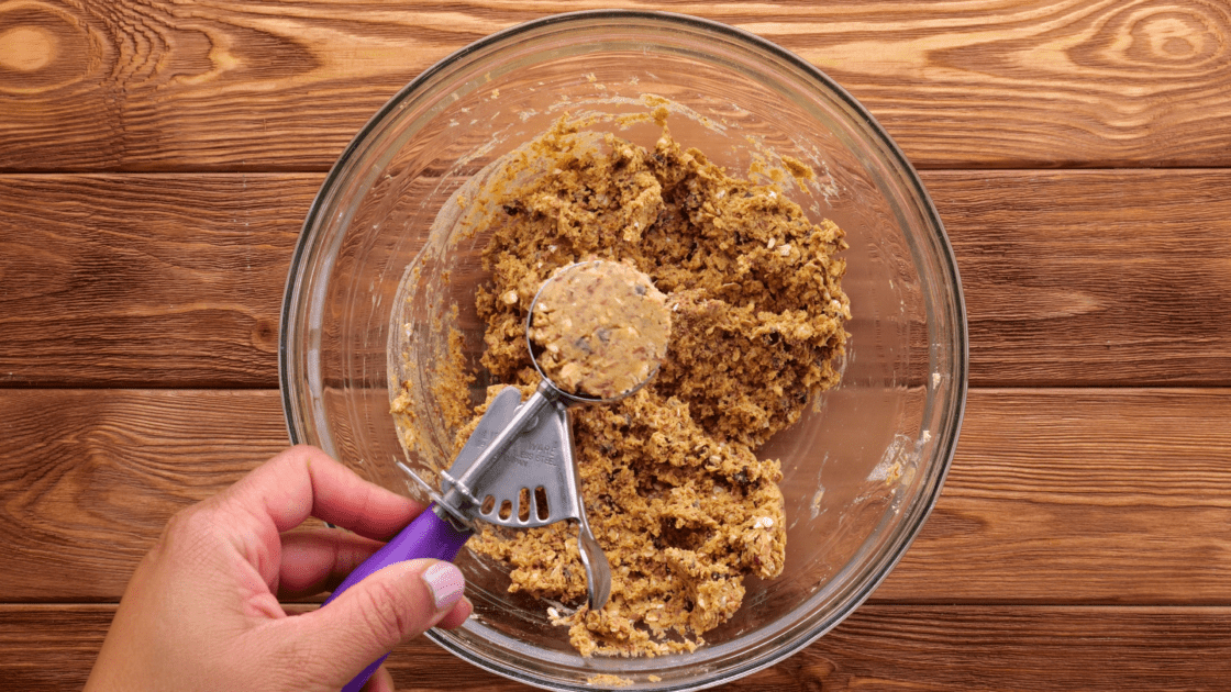 Roll into balls using cookie scoop.