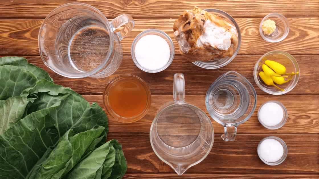 Ingredients for how to cook collard greens.