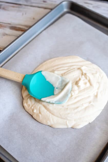 Use a spatula to evenly spread the mixture.
