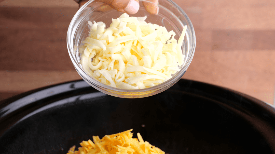 Add both types of cheese.