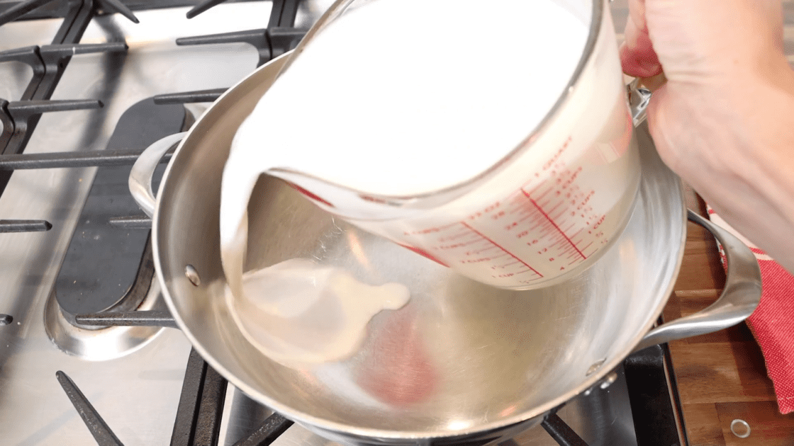 Add milk to saucepan.