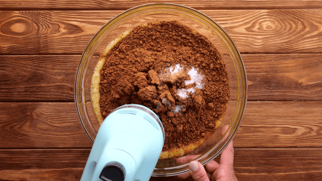Add in remaining brownie batter ingredients.