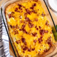 Baked bacon breakfast casserole.