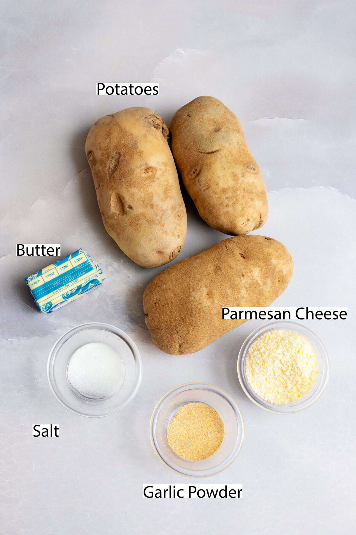 Ingredients for parmesan oven fries.