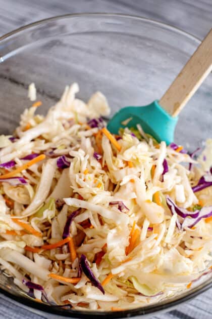 Stir well until coleslaw is coated.