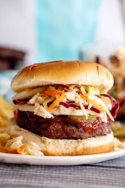 Burger slaw on a burger.