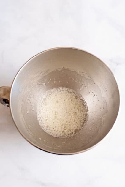 Beat egg whites with electric mixer.