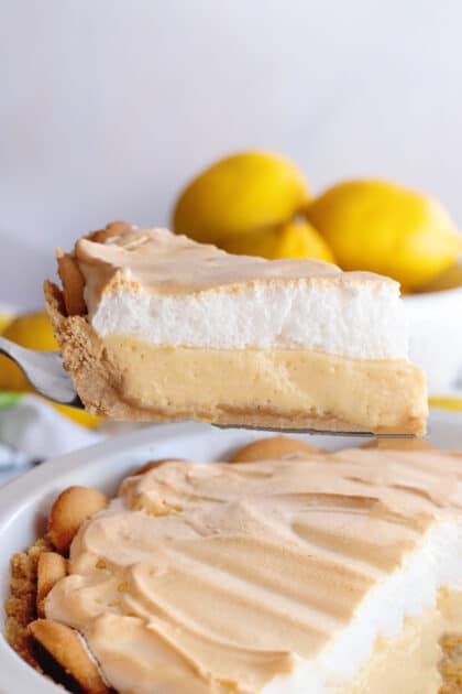 The layers of the lemon meringue pie.