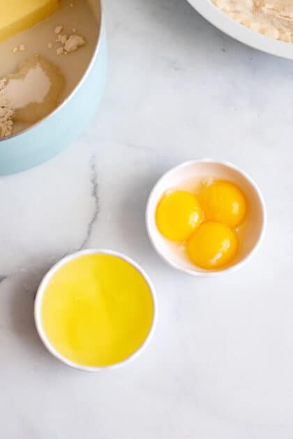 Separate egg whites from yolks.
