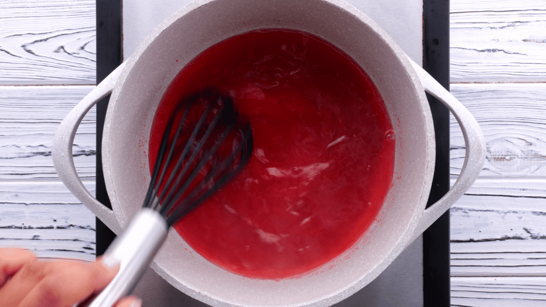 Mix together water and jello until it dissolves.