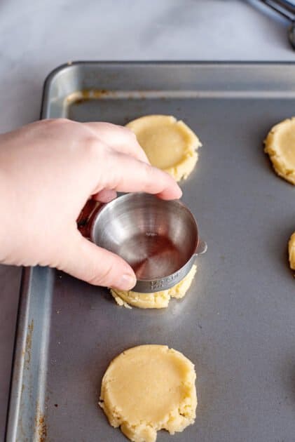 Flatten cookies before baking.