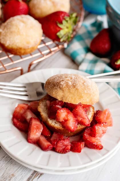 French breakfast puff with fresh strawberries.