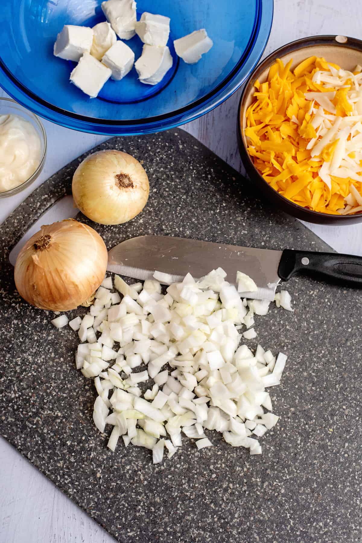 Chop onions.