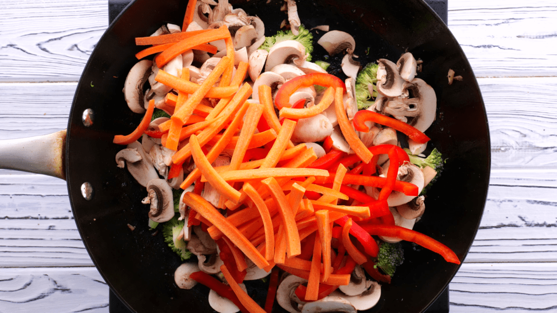 Add all the vegetables to the skillet.